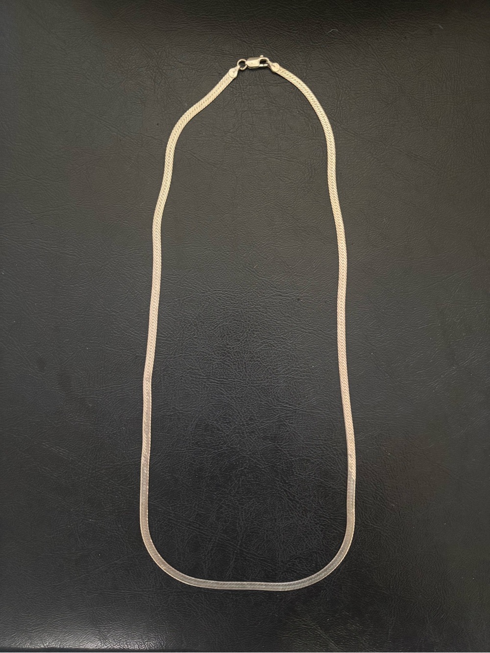 Classic Sterling Silver Herringbone Necklace